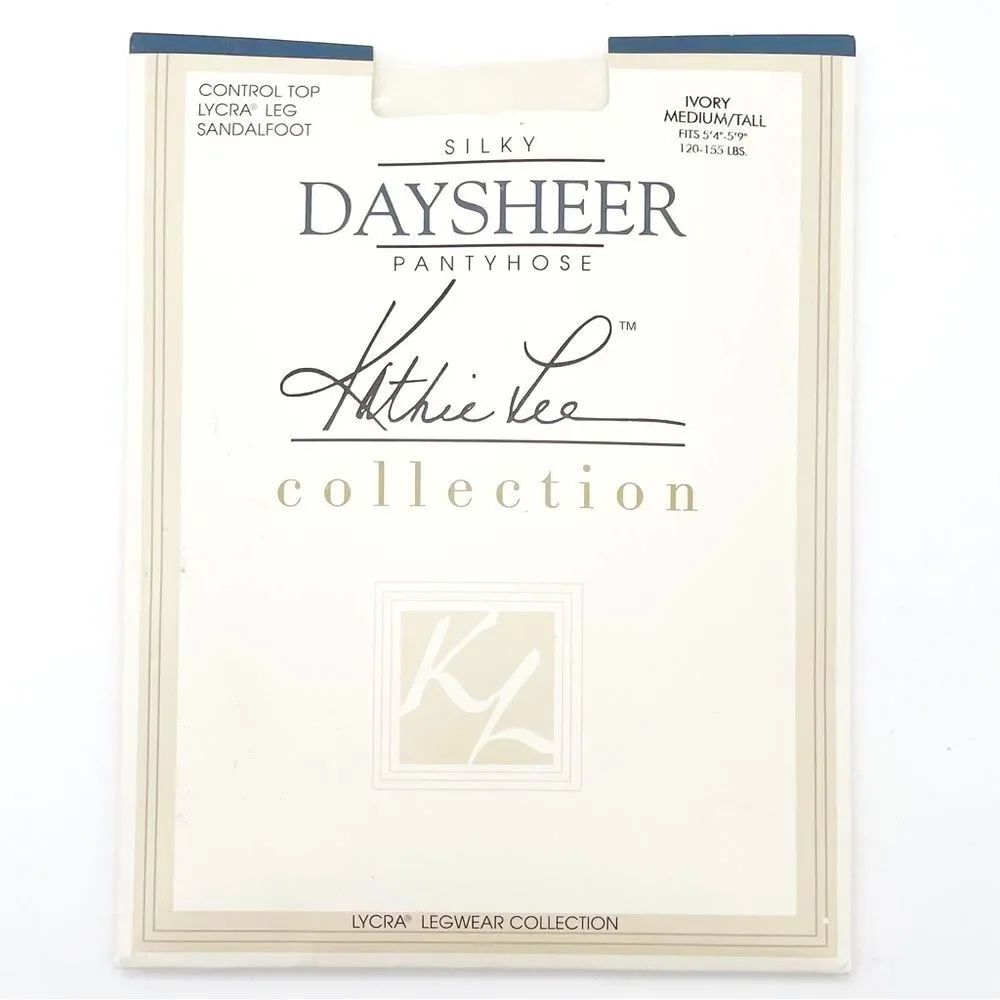NWT Vintage Kathie Lee Daysheer Control Top Sandalfoot Hose Ivory Sz Medium Tall